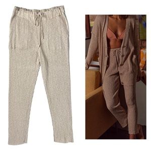 Free People Beach Maiya Linen Blend Pants Size Large Oatmeal Tan Color